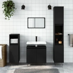 Armario de baño madera de ingeniería negro 58x33x60 cm de vidaXL, Tocadores de baño - Ref: Foro24-831581, Precio: 49,74 €, De...