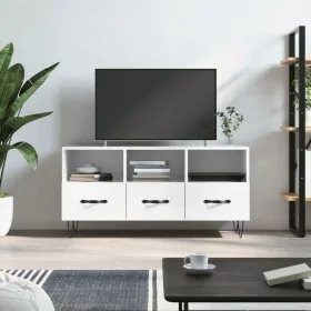 Mueble de TV madera contrachapada blanco brillo 102x36x50 cm de vidaXL, Muebles TV - Ref: Foro24-829030, Precio: 58,78 €, Des...