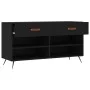 Banco zapatero madera de ingeniería negro 102x35x55 cm de vidaXL, Zapateros y organizadores de calzado - Ref: Foro24-829709, ...
