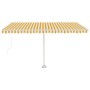 Toldo de pie retráctil manual amarillo y blanco 450x300 cm en Toldos | Comprar online en Foru.es