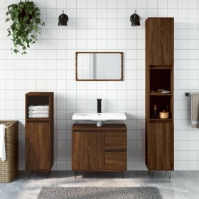 Armario de baño madera contrachapada marrón roble 65x33x60 cm de vidaXL, Tocadores de baño - Ref: Foro24-831611, Precio: 68,8...