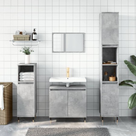 Armario de baño madera de ingeniería gris hormigón 58x33x60 cm de vidaXL, Tocadores de baño - Ref: Foro24-831576, Precio: 43,...