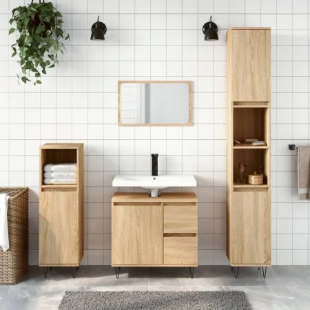 Armario de baño madera contrachapada roble Sonoma 65x33x60 cm de vidaXL, Tocadores de baño - Ref: Foro24-831607, Precio: 77,5...