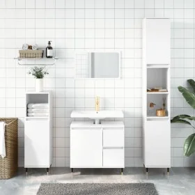 Armario de baño madera contrachapada blanco brillo 65x33x60 cm de vidaXL, Tocadores de baño - Ref: Foro24-831598, Precio: 82,...