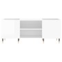 Mueble discos madera contrachapada blanco brillo 121x38x48 cm de vidaXL, Almacenamiento para CD y DVD - Ref: Foro24-831670, P...
