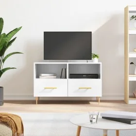 Mueble de TV madera contrachapada blanco brillo 80x36x50 cm de vidaXL, Muebles TV - Ref: Foro24-828958, Precio: 47,84 €, Desc...