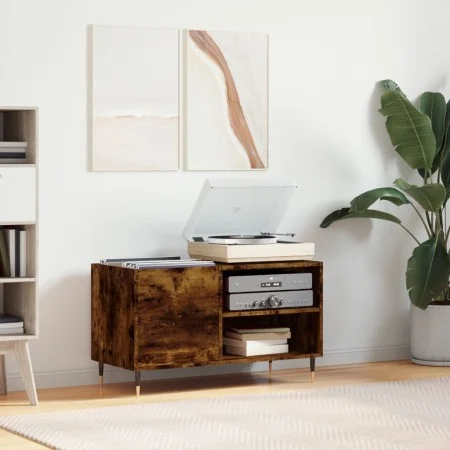 Smoked oak engineered wood record cabinet 85x38x48 cm by vidaXL, CD and DVD storage - Ref: Foro24-831697, Price: 51,46 €, Dis...