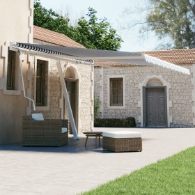 Toldo de pie automático azul y blanco 450x300 cm en Toldos | Comprar online en Foru.es