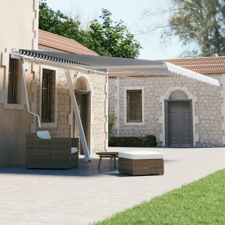 Toldo de pie automático azul y blanco 450x300 cm en Toldos | Comprar online en Foru.es