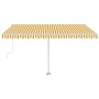 Toldo de pie automático amarillo y blanco 450x300 cm en Toldos | Comprar online en Foru.es