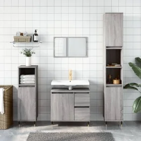 Armario de baño madera contrachapada gris Sonoma 65x33x60 cm de vidaXL, Tocadores de baño - Ref: Foro24-831602, Precio: 59,81...