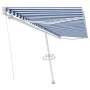 Toldo de pie retráctil manual azul y blanco 500x300 cm en Toldos | Comprar online en Foru.es