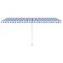 Toldo de pie retráctil manual azul y blanco 500x300 cm en Toldos | Comprar online en Foru.es
