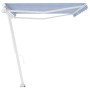 Toldo de pie retráctil manual azul y blanco 500x300 cm en Toldos | Comprar online en Foru.es