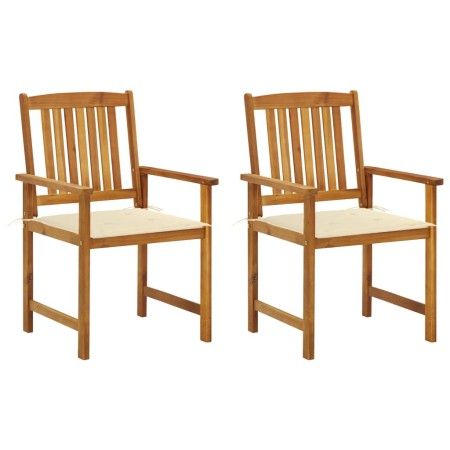 Sillas de jardín con cojines 2 unidades madera maciza de acacia de vidaXL, Sillas de jardín - Ref: Foro24-3061171, Precio: 15...