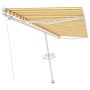 Toldo de pie retráctil manual amarillo y blanco 500x300 cm en Toldos | Comprar online en Foru.es