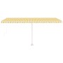 Toldo de pie retráctil manual amarillo y blanco 500x300 cm en Toldos | Comprar online en Foru.es