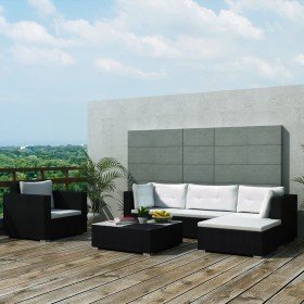 Set muebles de jardín y cojines 6 piezas ratán sintético negro en Conjuntos de jardín | Comprar online en Foru.es