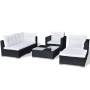 Set muebles de jardín y cojines 6 piezas ratán sintético negro en Conjuntos de jardín | Comprar online en Foru.es