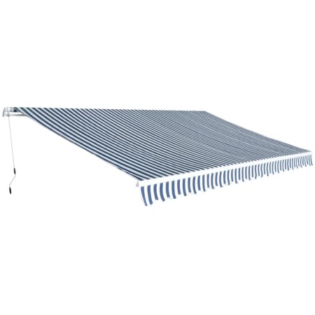 Toldo plegable de operación manual 500 cm azul y blanco en Toldos | Comprar online en Foru.es