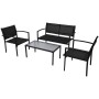 Set de muebles de jardín 4 piezas textilene negro en Conjuntos de jardín | Comprar online en Foru.es