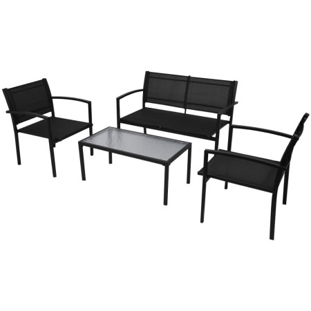 Set de muebles de jardín 4 piezas textilene negro en Conjuntos de jardín | Comprar online en Foru.es