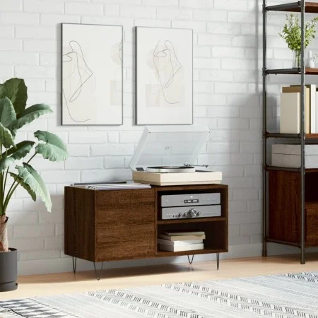Oak brown engineered wood record cabinet 85x38x48 cm by vidaXL, CD and DVD storage - Ref: Foro24-831707, Price: 53,95 €, Disc...