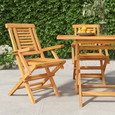 Sillas de jardín plegables 2 uds madera maciza teca 56x63x90 cm de vidaXL, Sillas de jardín - Ref: Foro24-362756, Precio: 190...