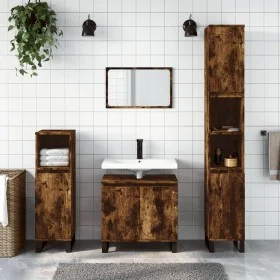 Armario de baño madera contrachapada roble ahumado 30x30x190 cm de vidaXL, Tocadores de baño - Ref: Foro24-831545, Precio: 86...