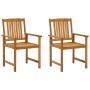 Sillas de jardín con cojines 2 unidades madera maciza de acacia de vidaXL, Sillas de jardín - Ref: Foro24-3061175, Precio: 14...