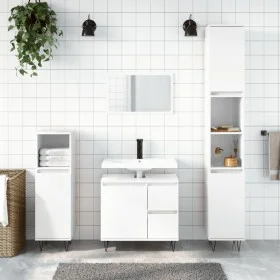 Armario de baño madera contrachapada blanco brillo 65x33x60 cm de vidaXL, Tocadores de baño - Ref: Foro24-831606, Precio: 111...