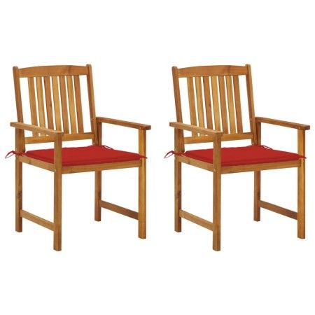 Sillas de jardín con cojines 2 unidades madera maciza de acacia de vidaXL, Sillas de jardín - Ref: Foro24-3061179, Precio: 17...