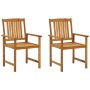 Sillas de jardín con cojines 2 unidades madera maciza de acacia de vidaXL, Sillas de jardín - Ref: Foro24-3061179, Precio: 17...