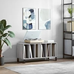 Mueble para discos madera contrachapada gris Sonoma 100x38x48cm de vidaXL, Almacenamiento para CD y DVD - Ref: Foro24-831762,...