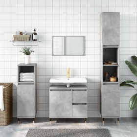 Armario de baño madera contrachapada gris hormigón 65x33x60 cm de vidaXL, Tocadores de baño - Ref: Foro24-831608, Precio: 63,...
