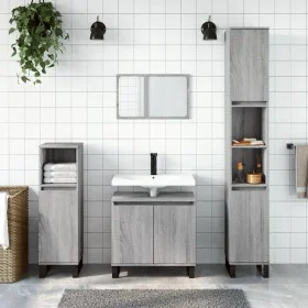 Armario de baño madera contrachapada gris Sonoma 30x30x190 cm de vidaXL, Tocadores de baño - Ref: Foro24-831546, Precio: 90,5...