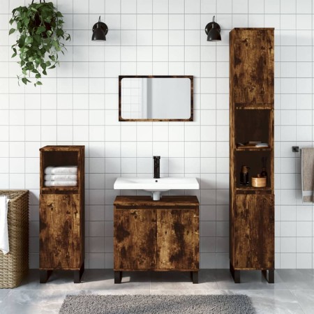 Armario de baño madera de ingeniería roble ahumado 58x33x60 cm de vidaXL, Tocadores de baño - Ref: Foro24-831593, Precio: 47,...