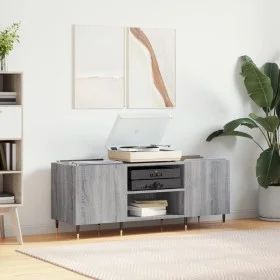 Sonoma gray plywood record cabinet 121x38x48cm by vidaXL, CD and DVD storage - Ref: Foro24-831674, Price: 76,01 €, Discount: %