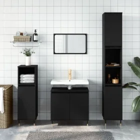 Armario de baño madera de ingeniería negro 58x33x60 cm de vidaXL, Tocadores de baño - Ref: Foro24-831573, Precio: 47,95 €, De...