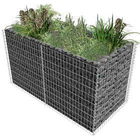 Arriate de acero de gaviones plateado 180x90x100 cm en Macetas y jardineras | Comprar online en Foru.es