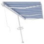 Toldo de pie retráctil manual azul y blanco 600x300 cm en Toldos | Comprar online en Foru.es