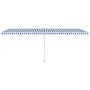 Toldo de pie retráctil manual azul y blanco 600x300 cm en Toldos | Comprar online en Foru.es