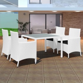 Set de comedor de jardín 5 piezas ratán sintético blanco crema en Conjuntos de jardín | Comprar online en Foru.es