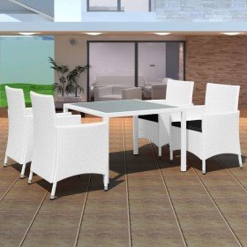 Set de comedor de jardín 5 piezas ratán sintético blanco crema en Conjuntos de jardín | Comprar online en Foru.es