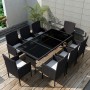 Set comedor de jardín 9 piezas y cojines ratán sintético negro en Conjuntos de jardín | Comprar online en Foru.es