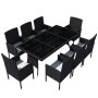 Set comedor de jardín 9 piezas y cojines ratán sintético negro en Conjuntos de jardín | Comprar online en Foru.es