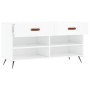 Banco zapatero madera de ingeniería blanco brillo 102x35x55 cm de vidaXL, Zapateros y organizadores de calzado - Ref: Foro24-...