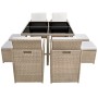 Set comedor de jardín 9 piezas y cojines ratán sintético beige en Conjuntos de jardín | Comprar online en Foru.es