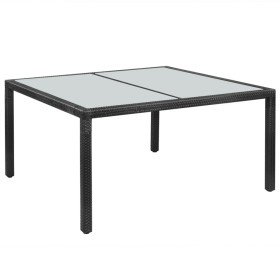 Mesa de jardín ratán sintético negro 150x90x75 cm en Mesas de jardín | Comprar online en Foru.es