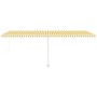 Toldo de pie retráctil manual amarillo y blanco 600x300 cm en Toldos | Comprar online en Foru.es